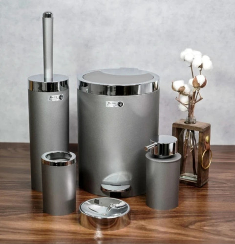 ست پنج پارچه اکسسوری طوسی کروم